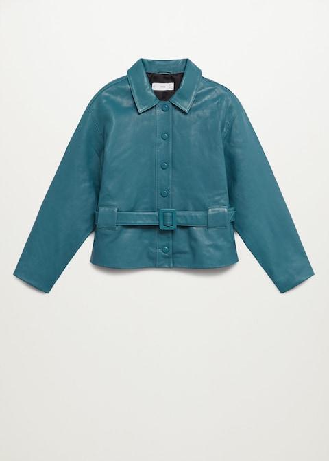 Belt leather jacket