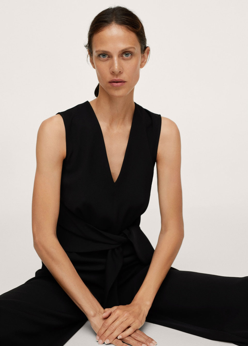 Bow wrap jumpsuit