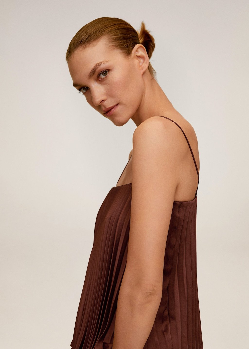 Pleated satin top