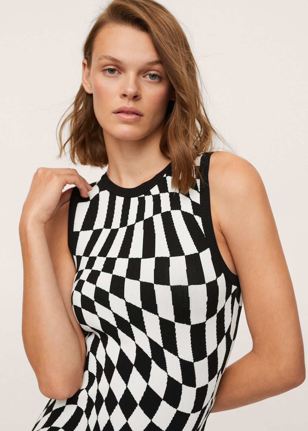 Check knit dress