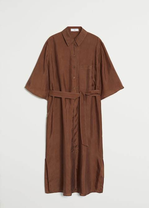 Belted cupro dress