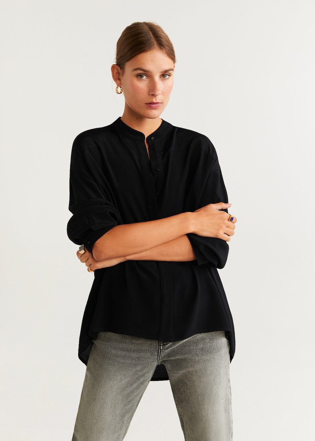 Mao collar shirt