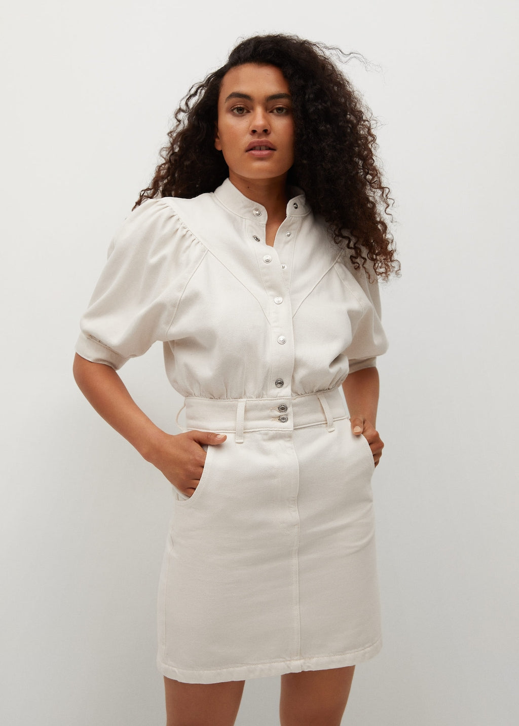 Button denim dress