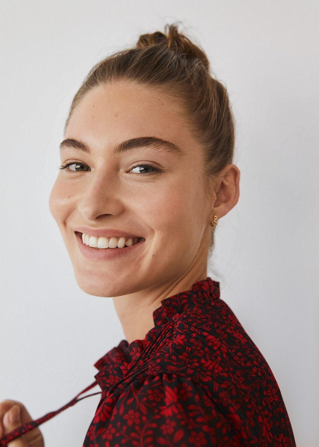 Printed pleated blouse
