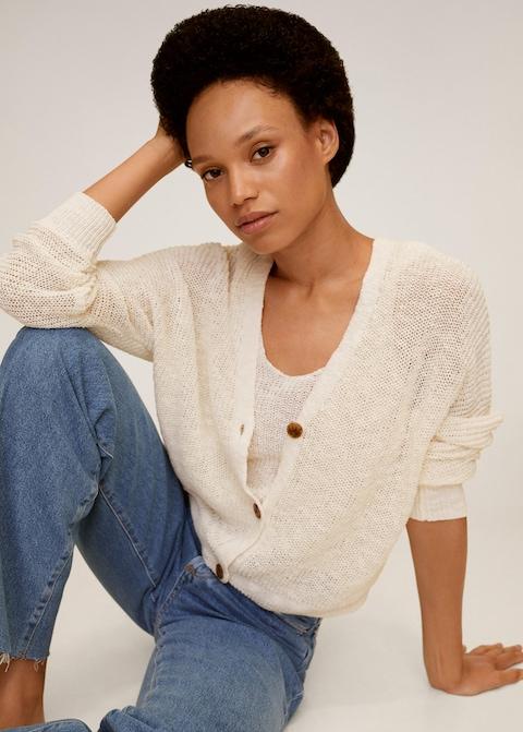 Linen cotton knit cardigan