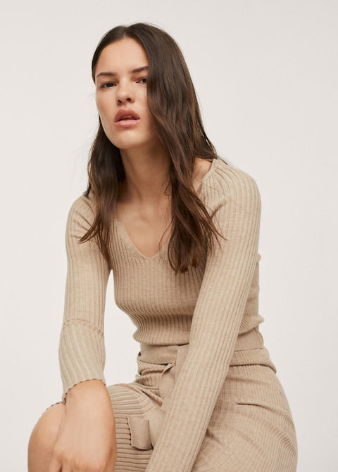 Belt ribbed dress