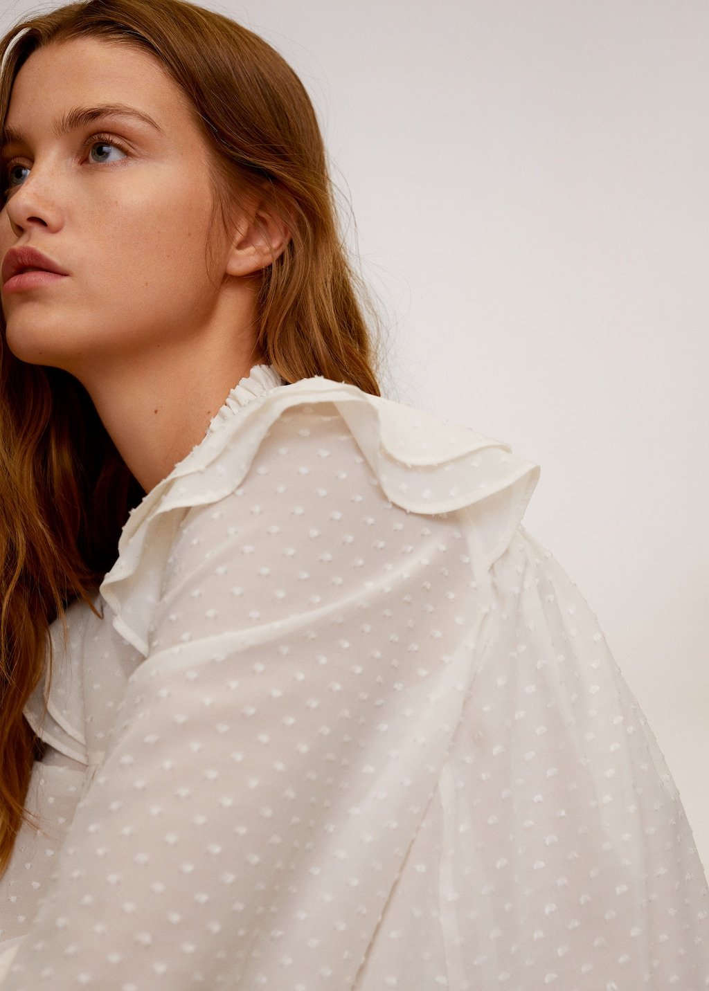 Ruffled embroidered blouse
