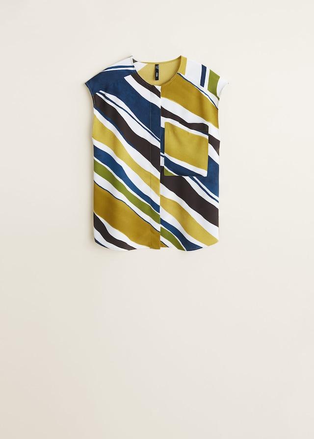 Chest-pocket striped blouse