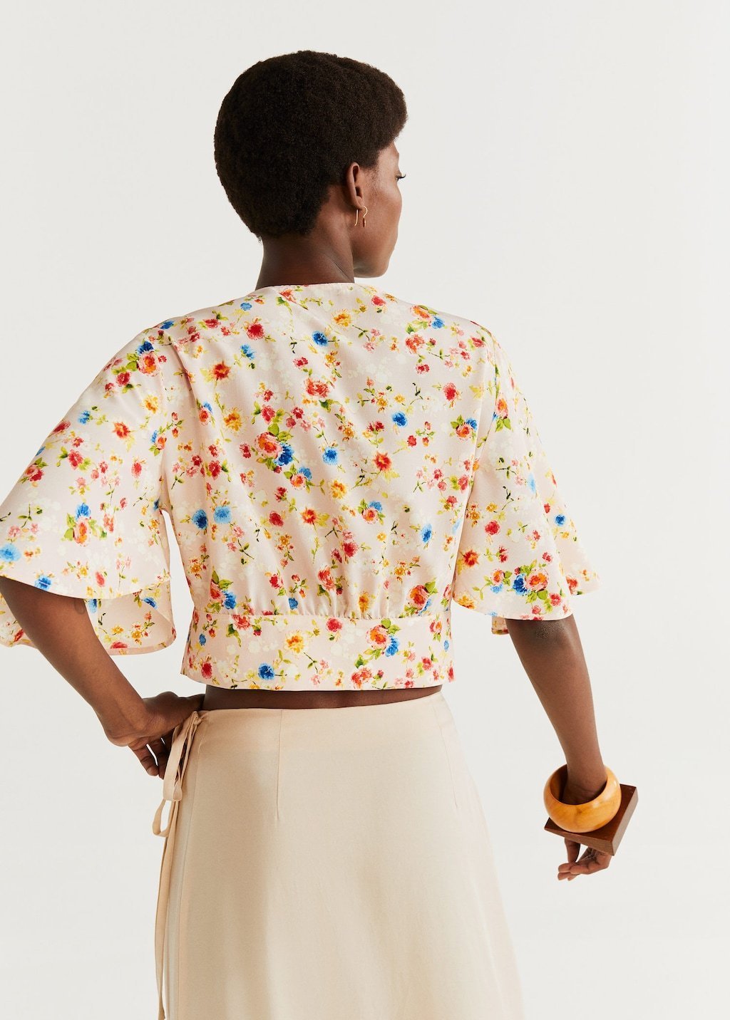 Bow cropped blouse