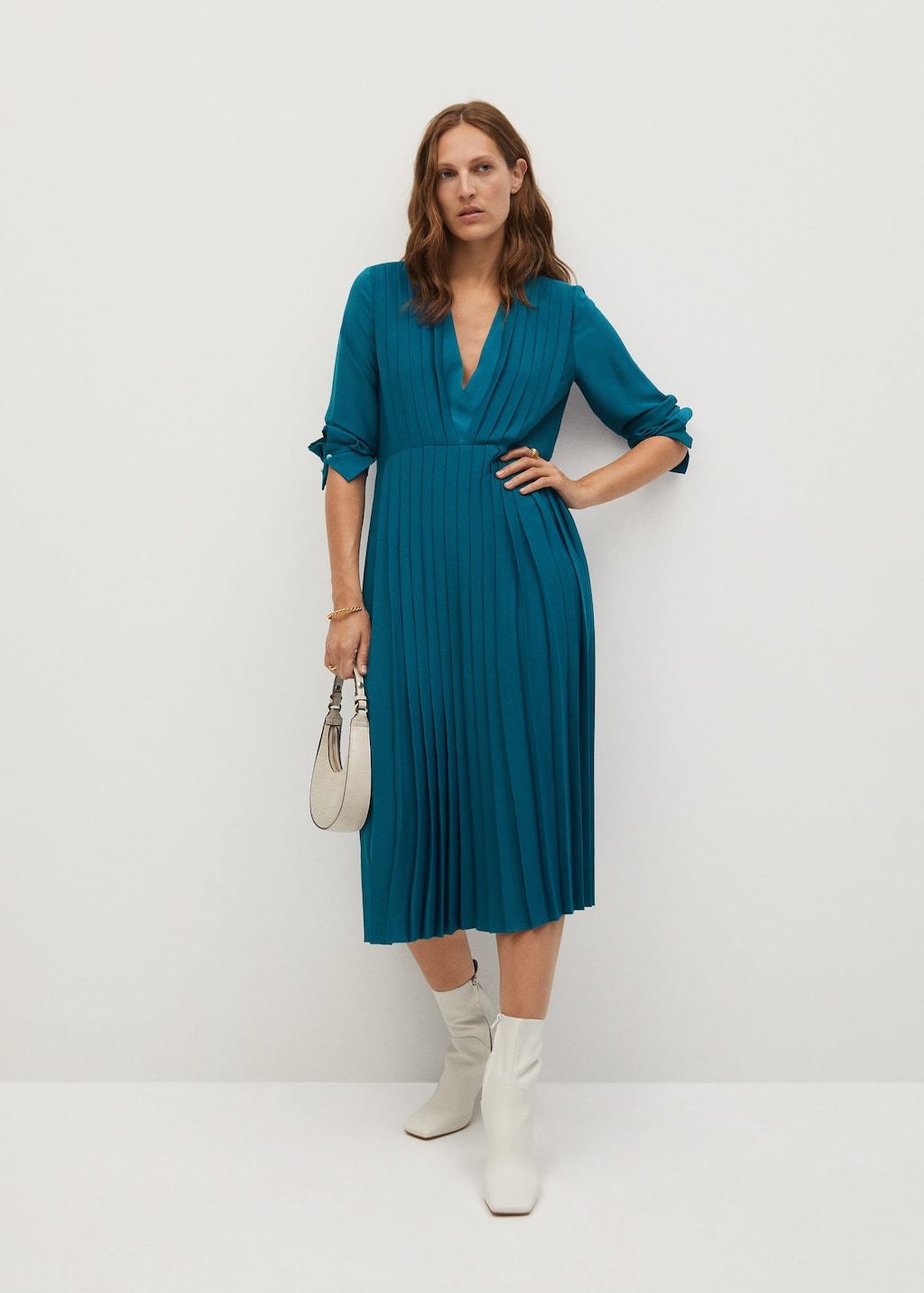 Recycled polyester pleated dress