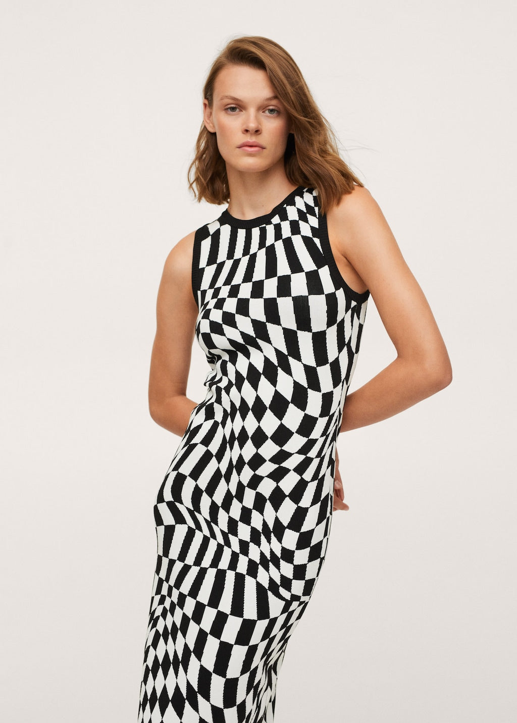 Check knit dress