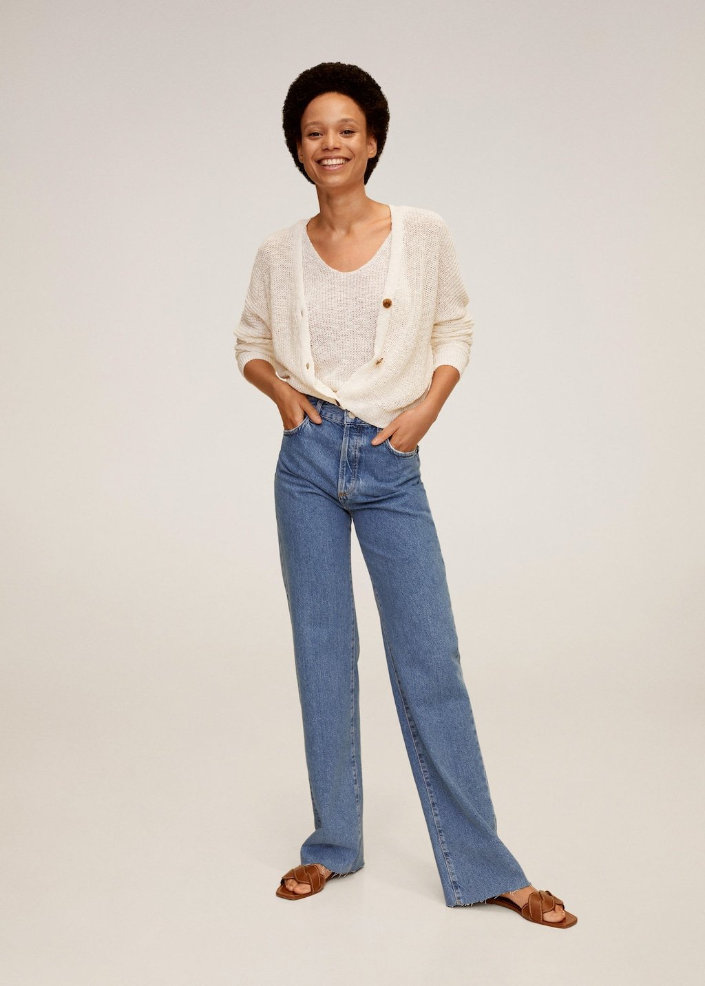 Linen cotton knit cardigan