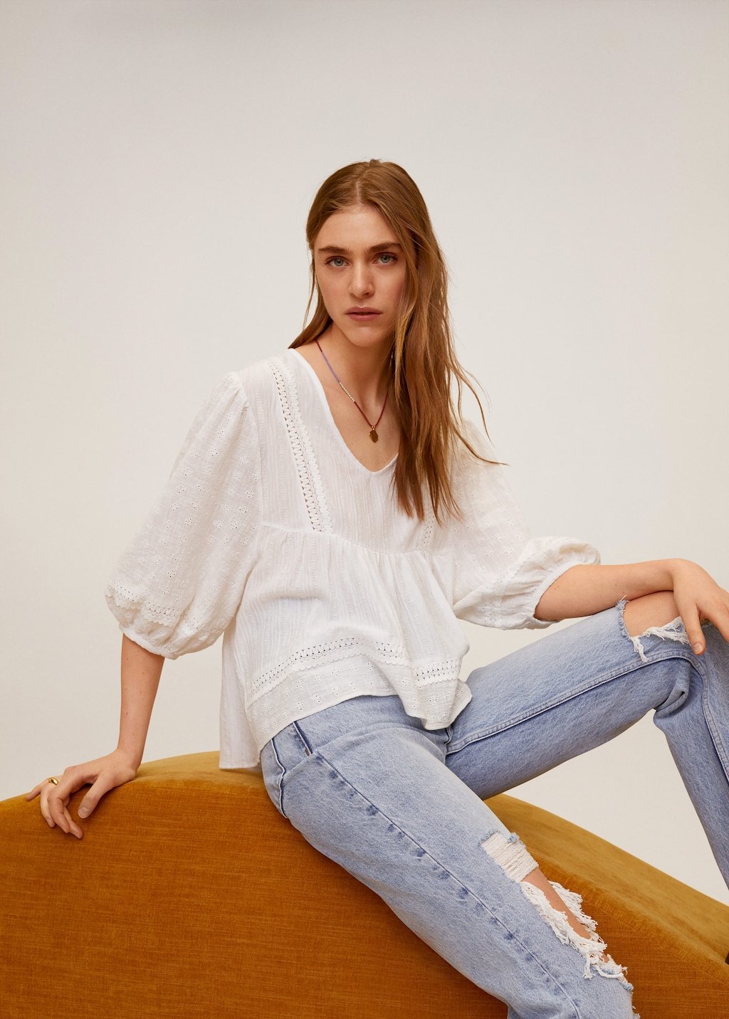 Embroidered cotton blouse