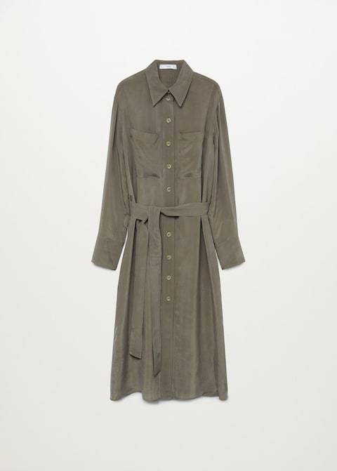 Belted cupro dress