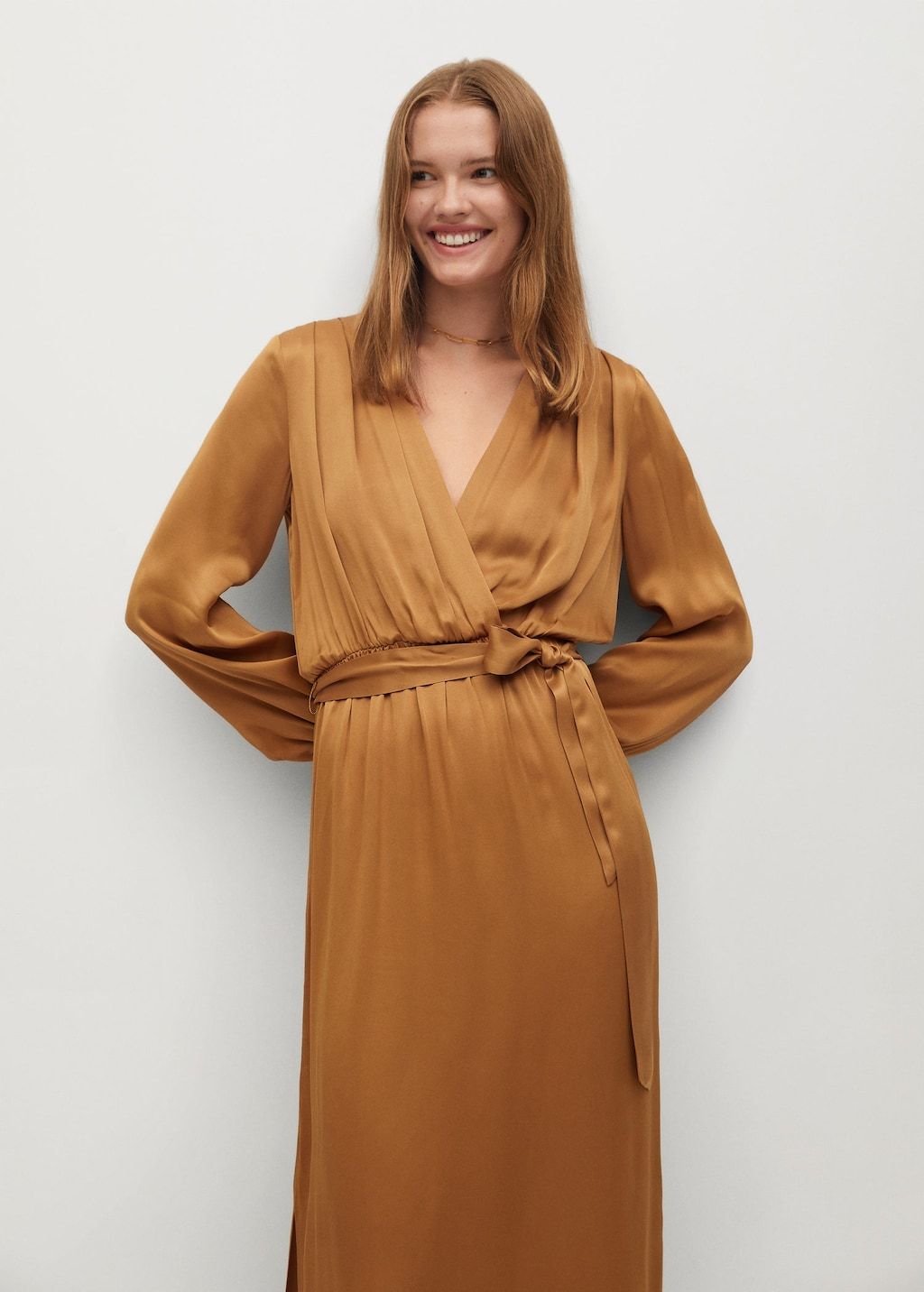 Wrapped satin dress