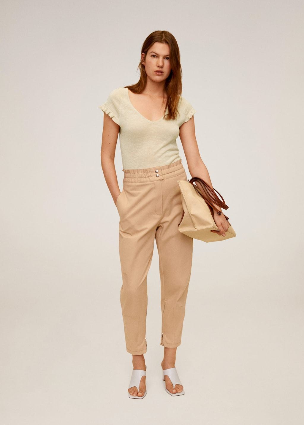 Frills linen t-shirt