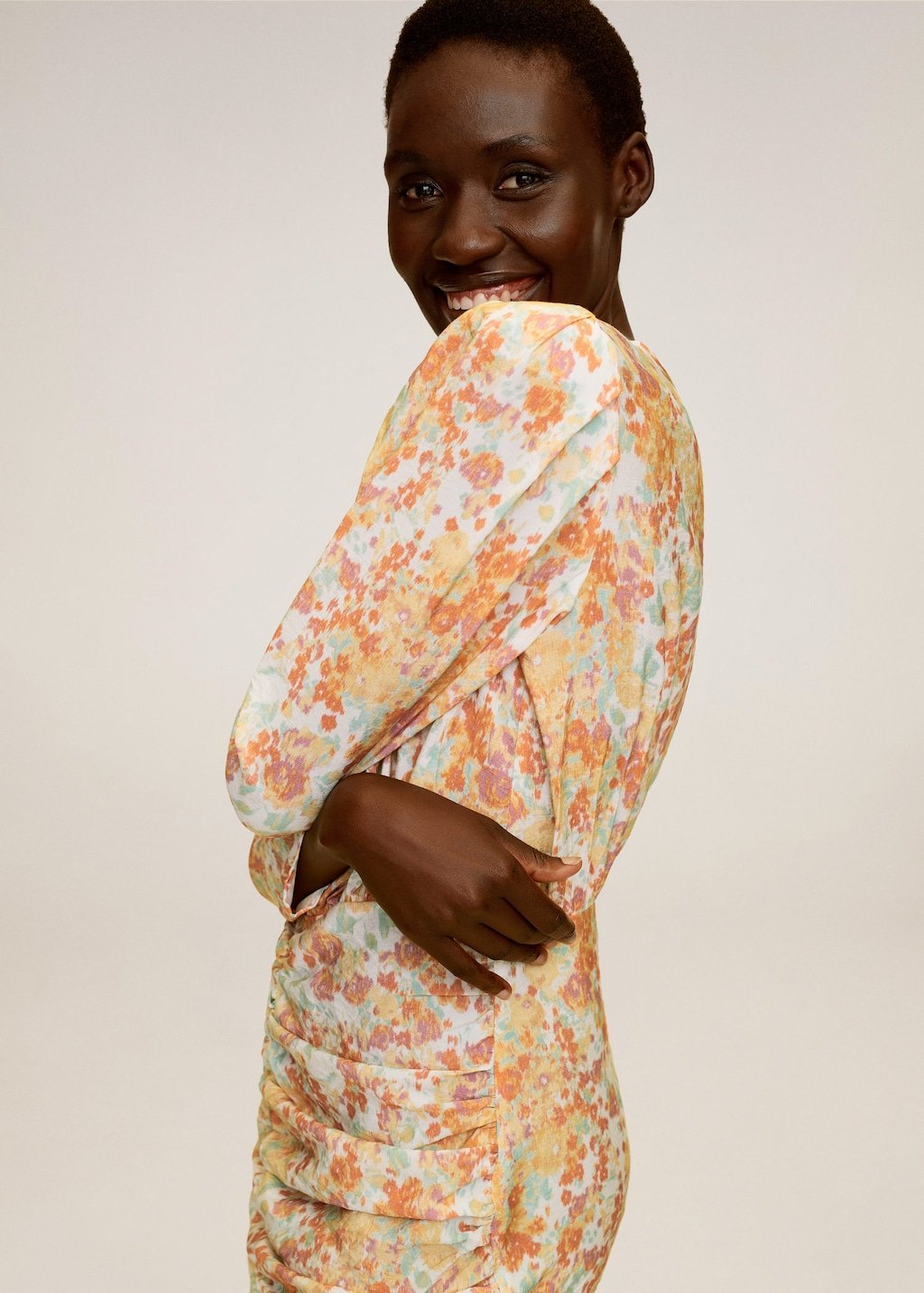 Ruched floral dress