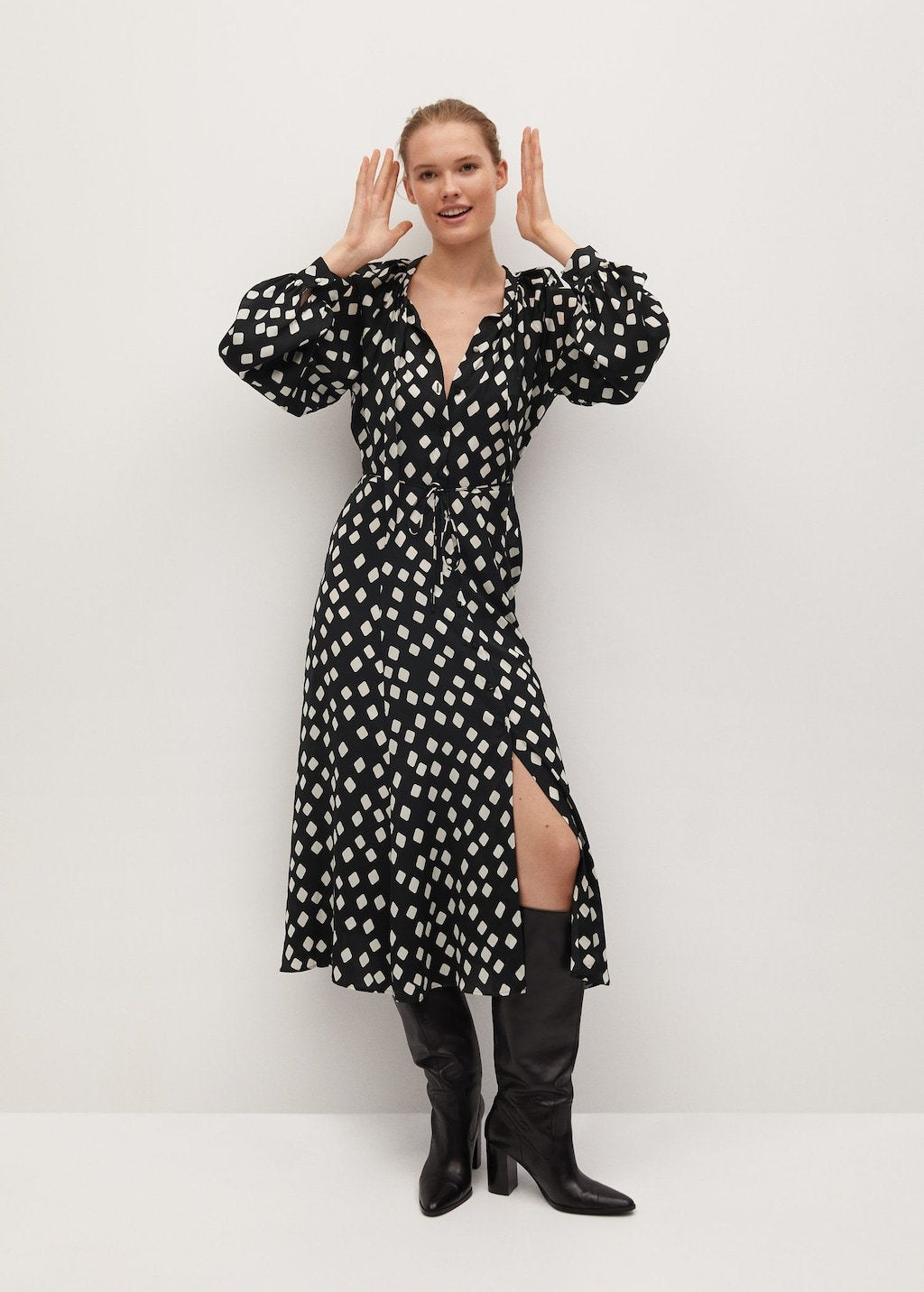 Geometric print midi dress