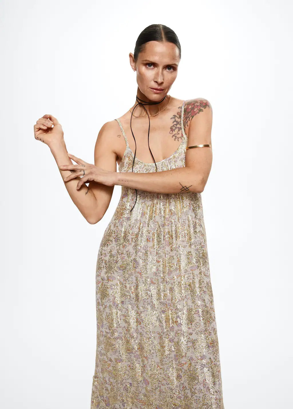 Lurex floral dress