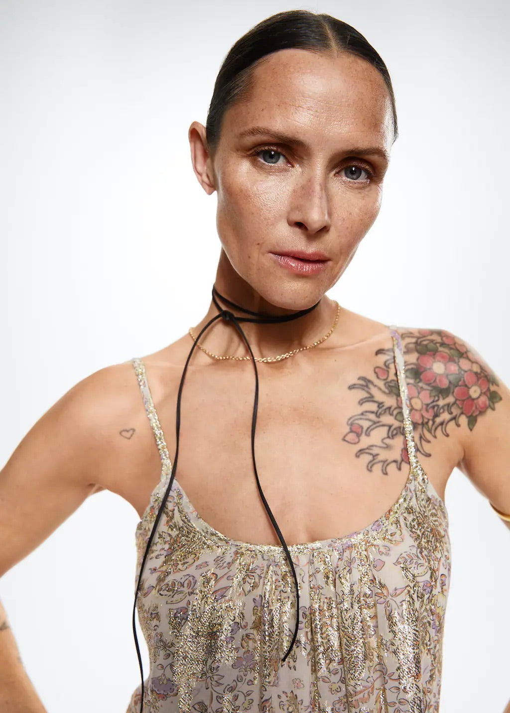 Lurex floral dress