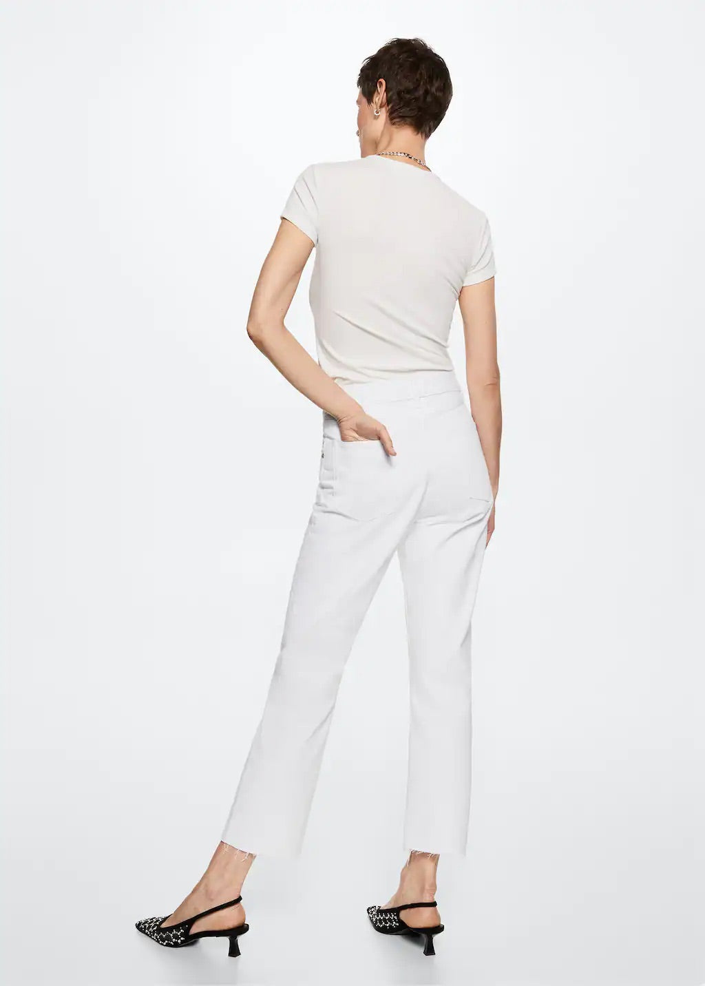 High-waist cropped straight jeans