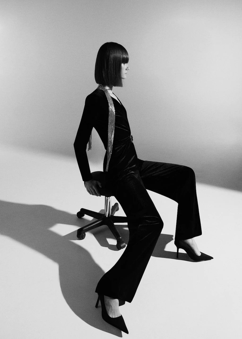 Velvet belt jumpsuit