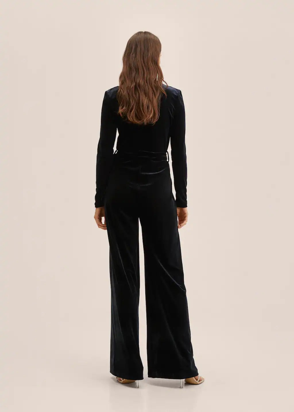 Velvet belt jumpsuit