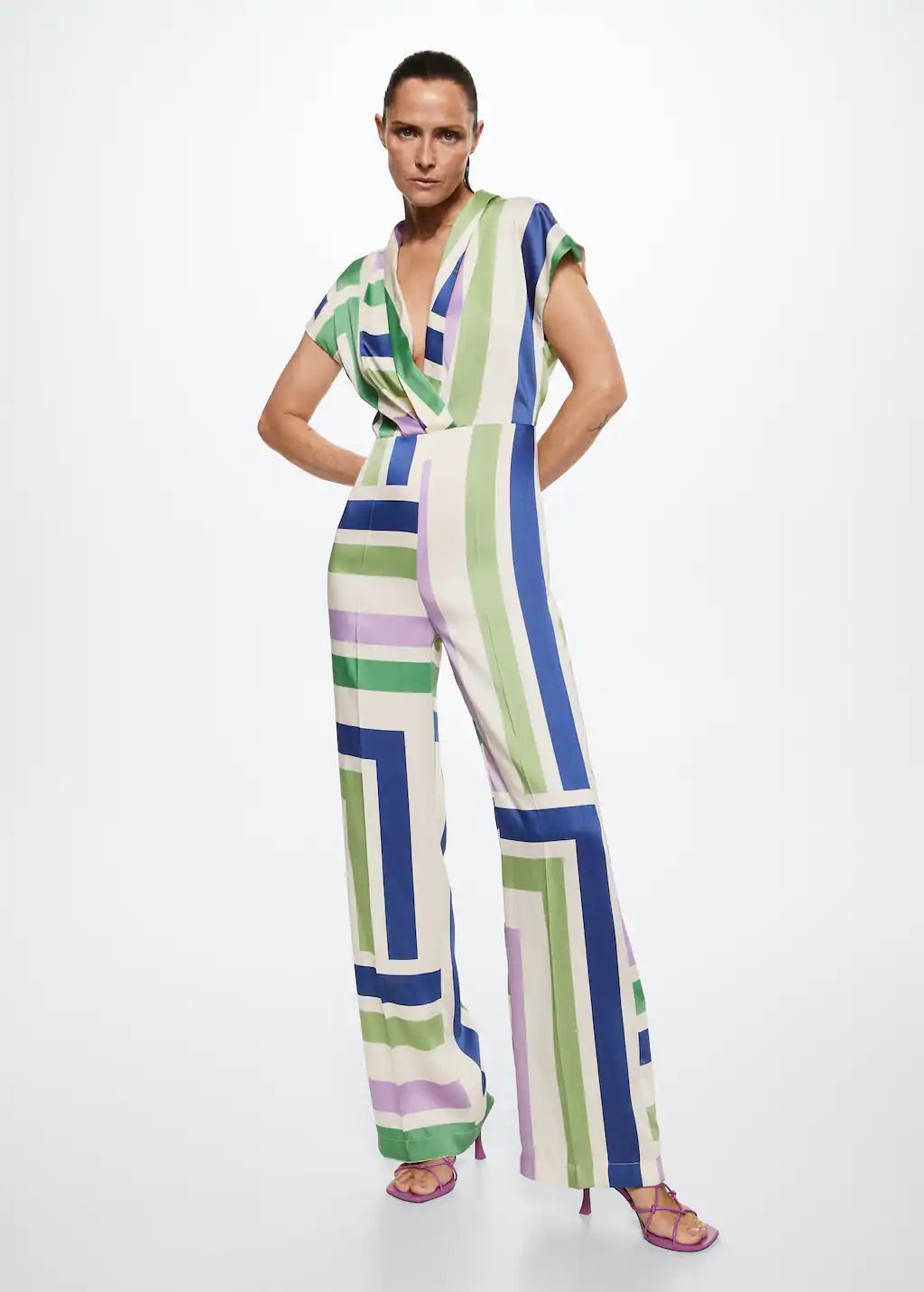 Striped satin jumpsuit