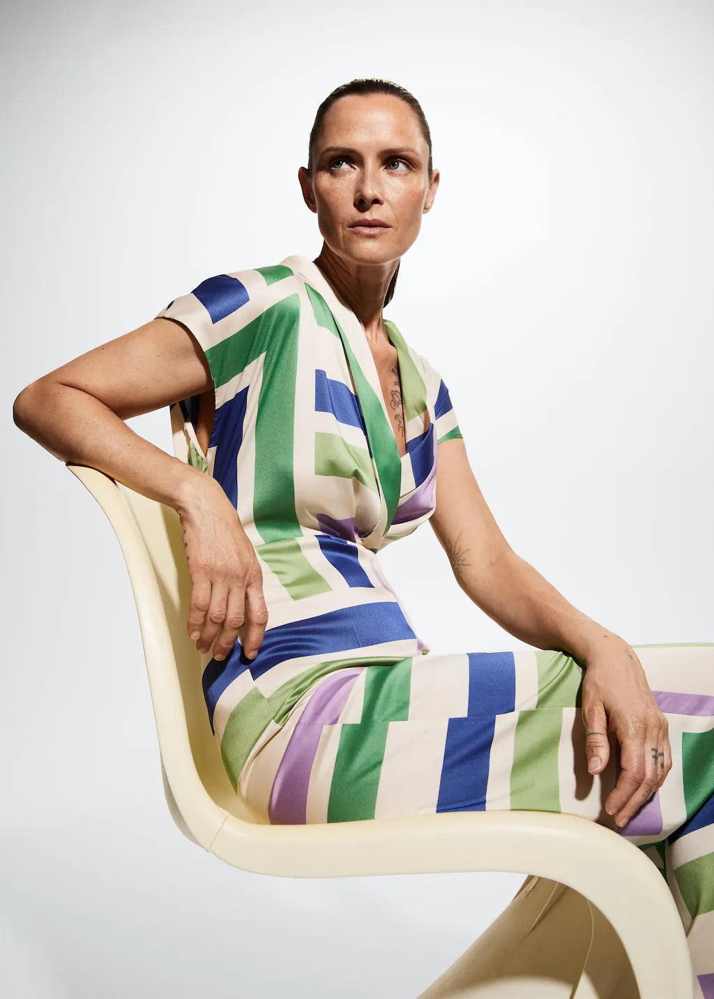 Striped satin jumpsuit
