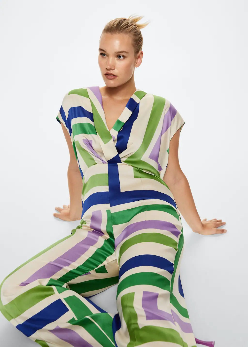 Striped satin jumpsuit
