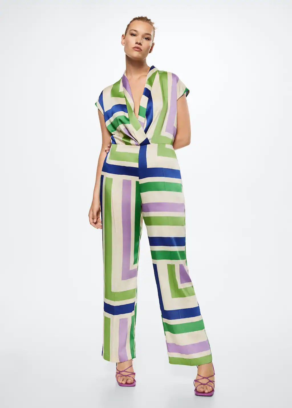 Striped satin jumpsuit