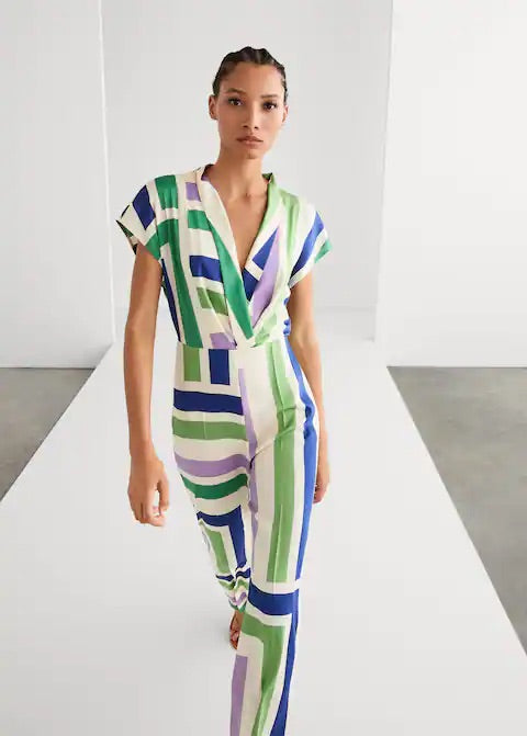 Striped satin jumpsuit