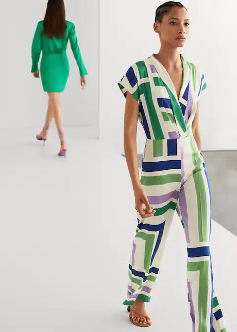 Striped satin jumpsuit