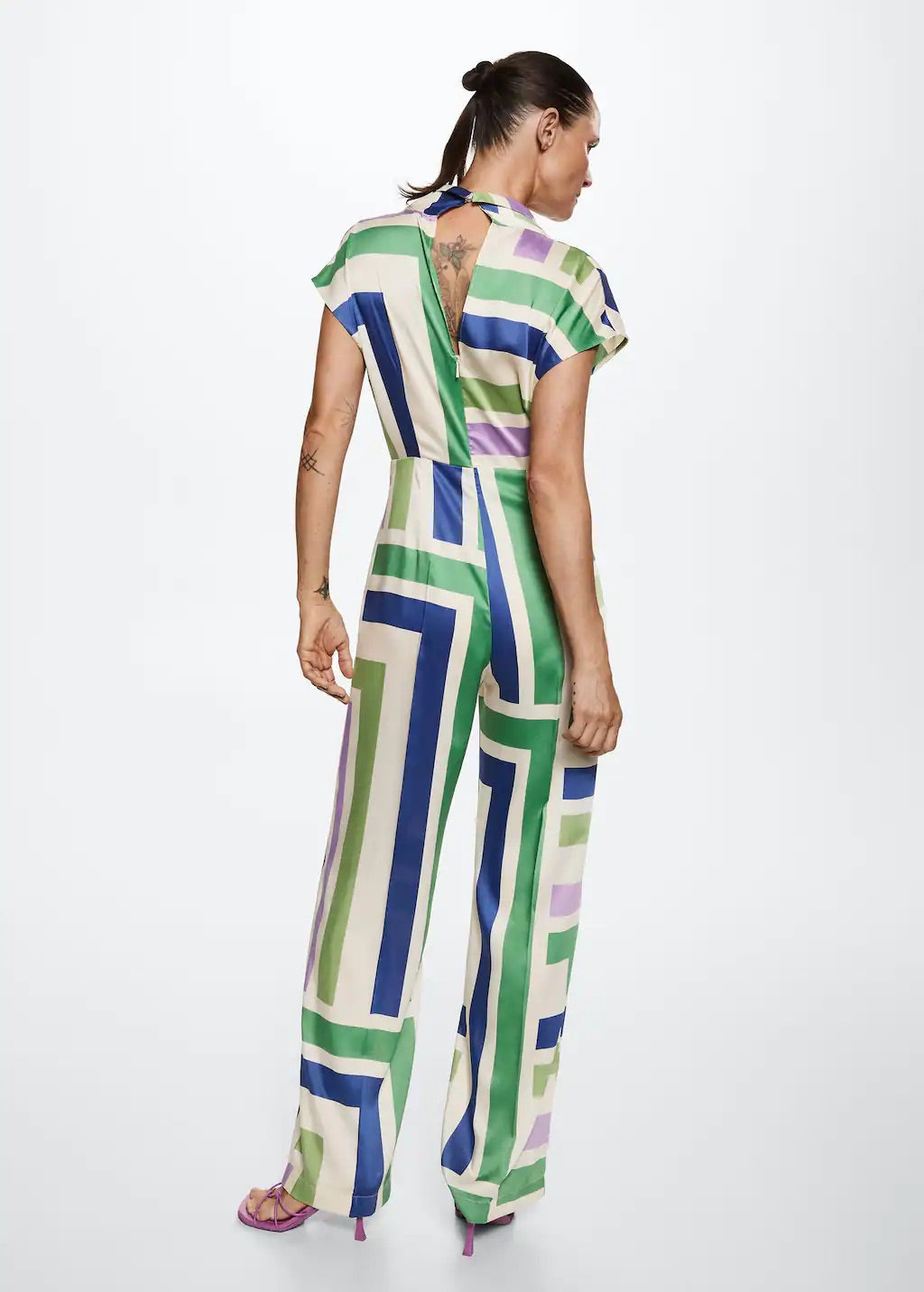 Striped satin jumpsuit