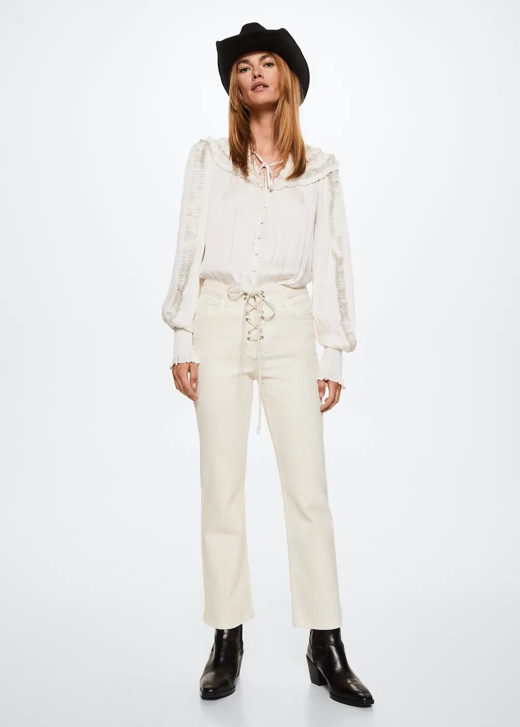 Straight jeans with drawstring