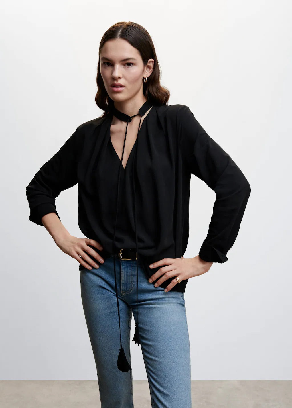 Tie-neck blouse