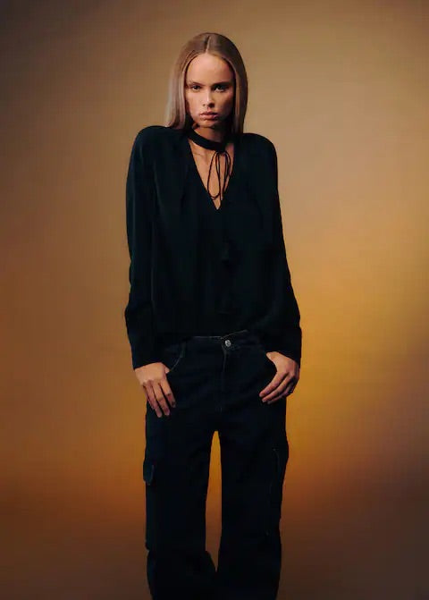 Tie-neck blouse