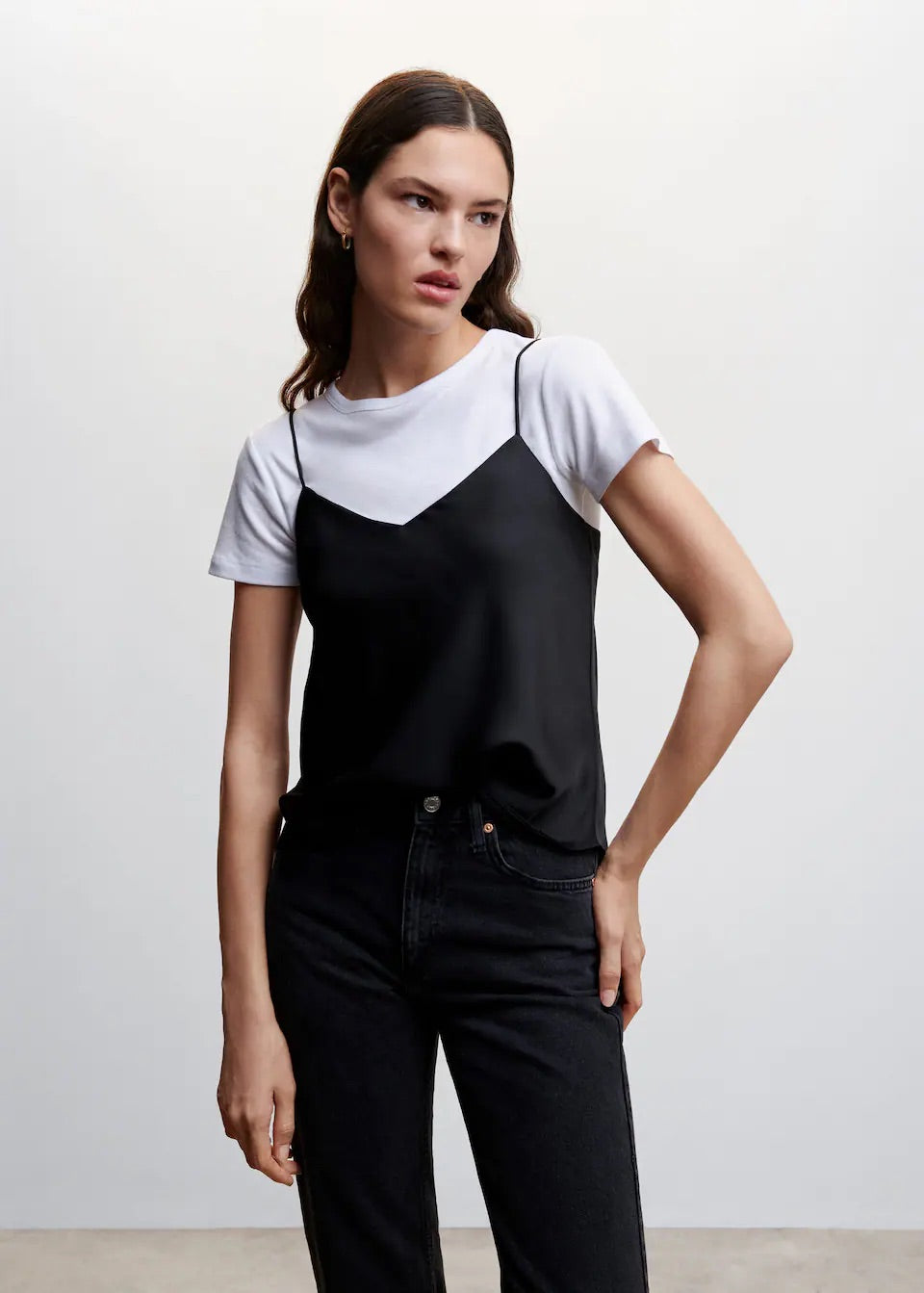Satin top with straps