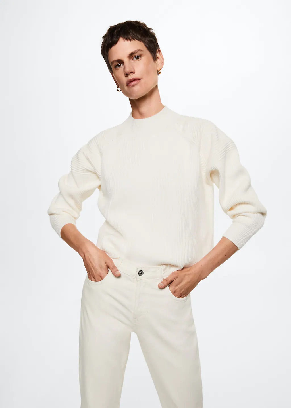 High-waist cropped straight jeans