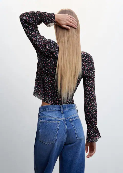 Printed pleated blouse