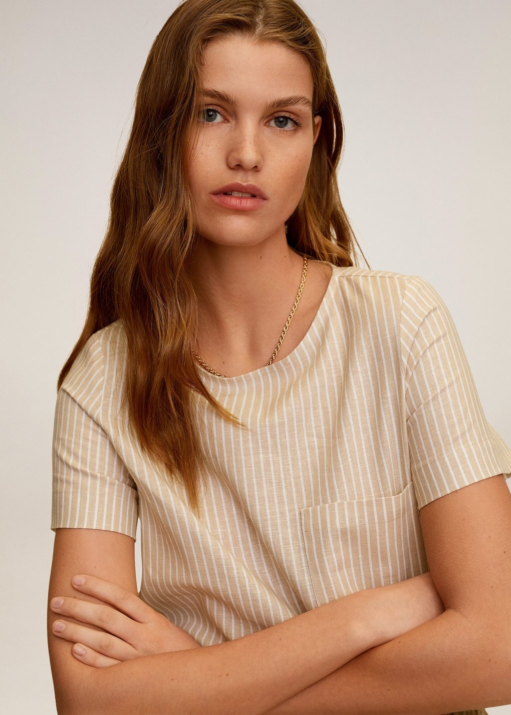 Pocket linen-blend blouse