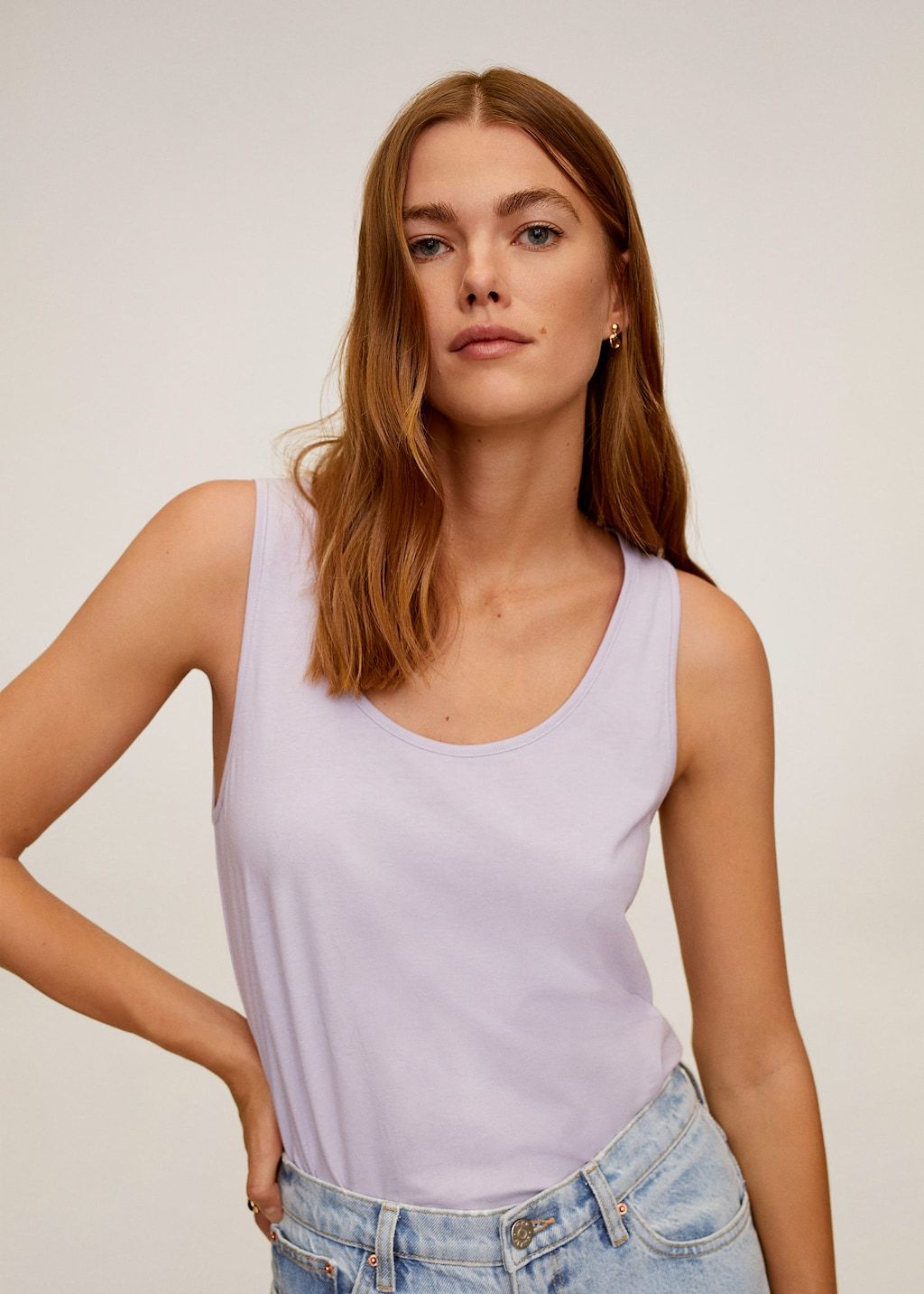 Strap cotton T-shirt