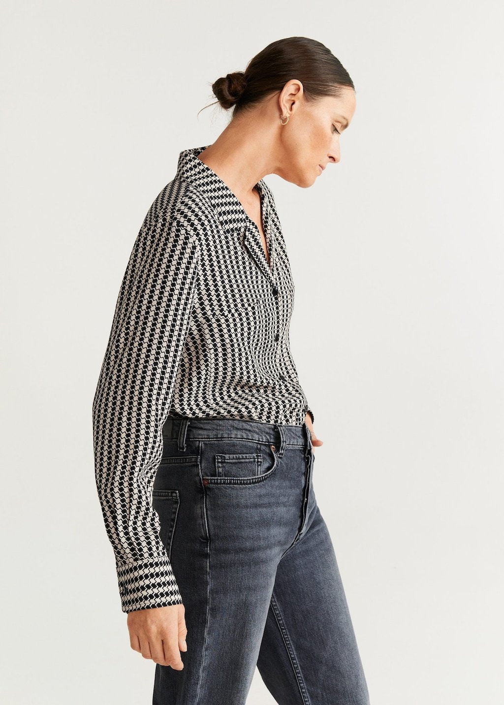 Chest-pocket flowy blouse