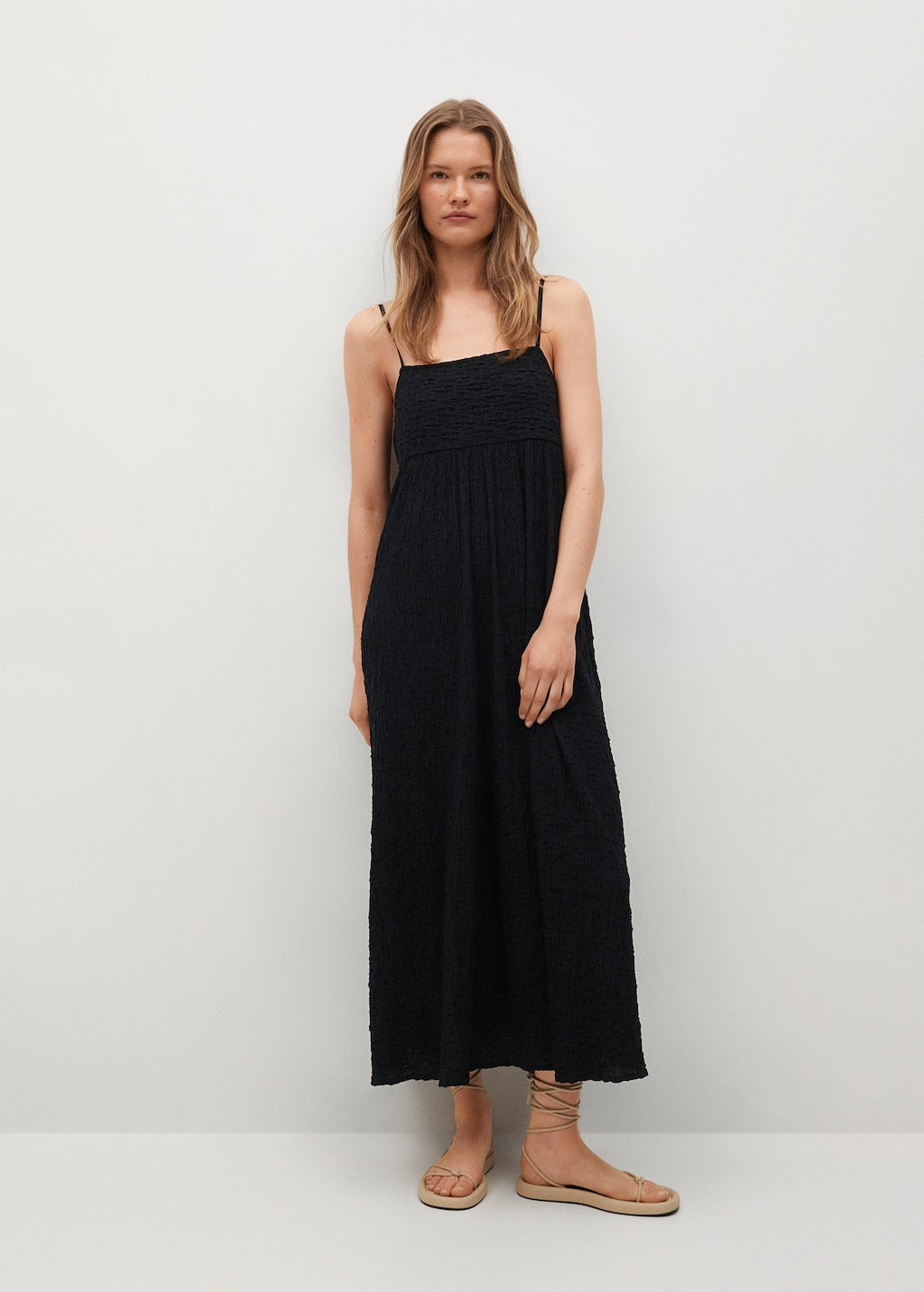 Textured cotton-blend dress
