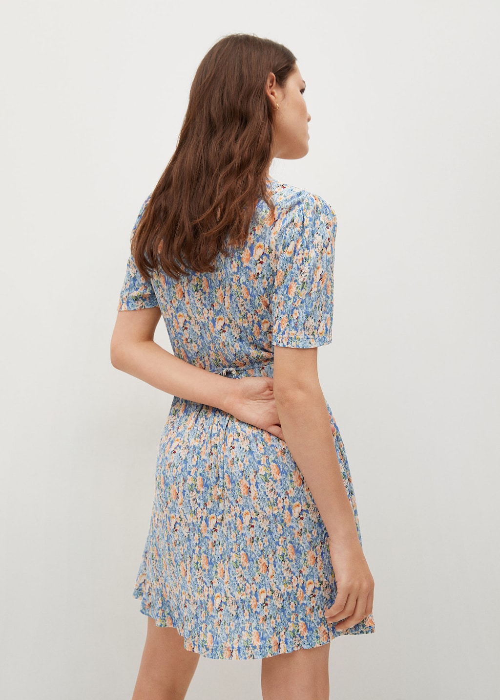 Printed pleated dress