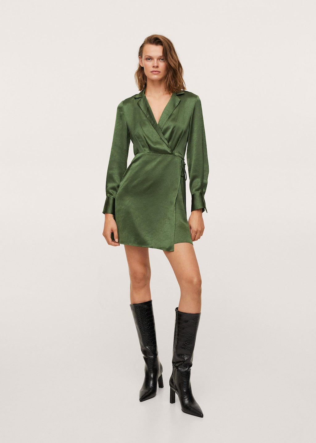 Wrapped satin dress