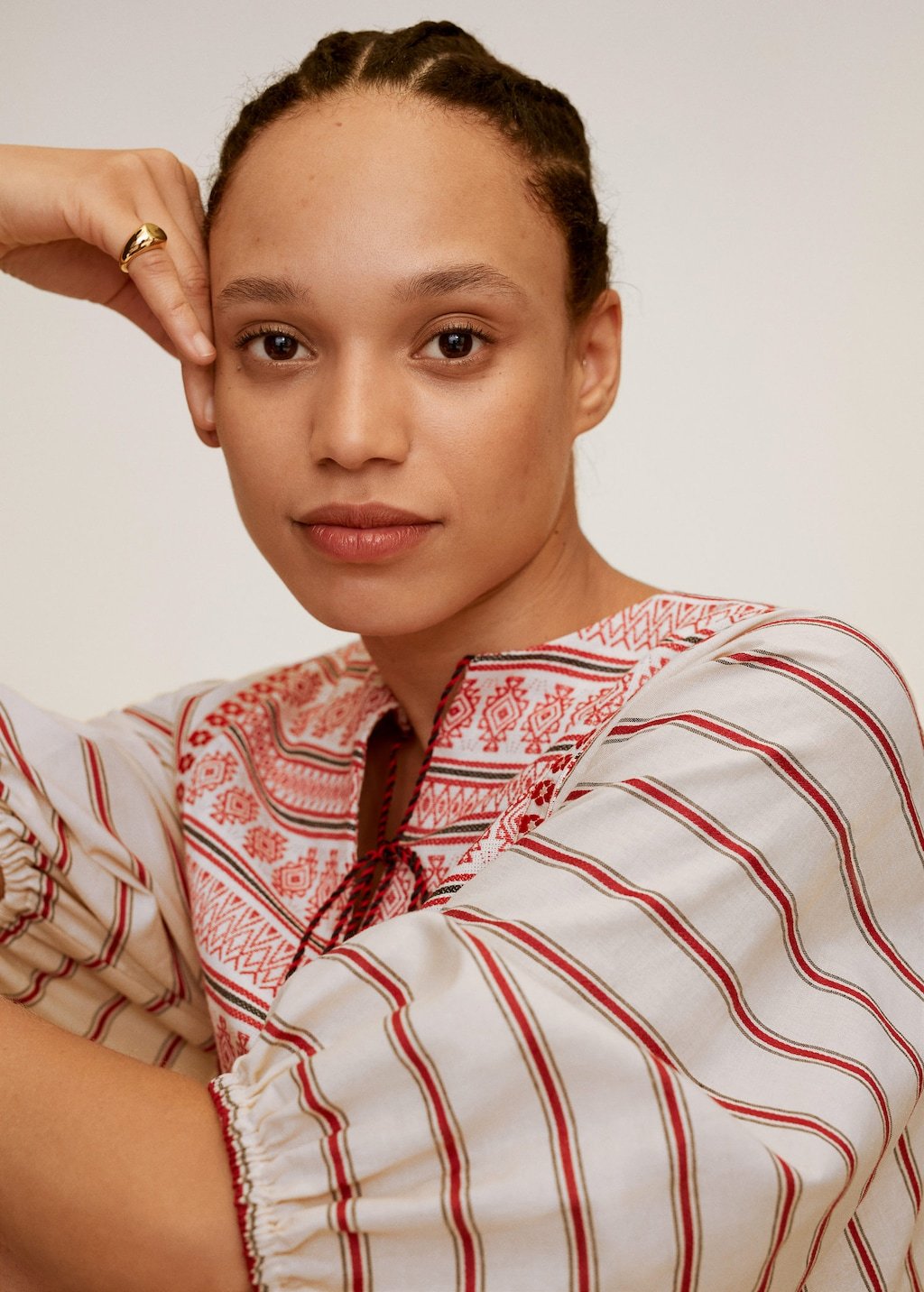Embroidery striped dress