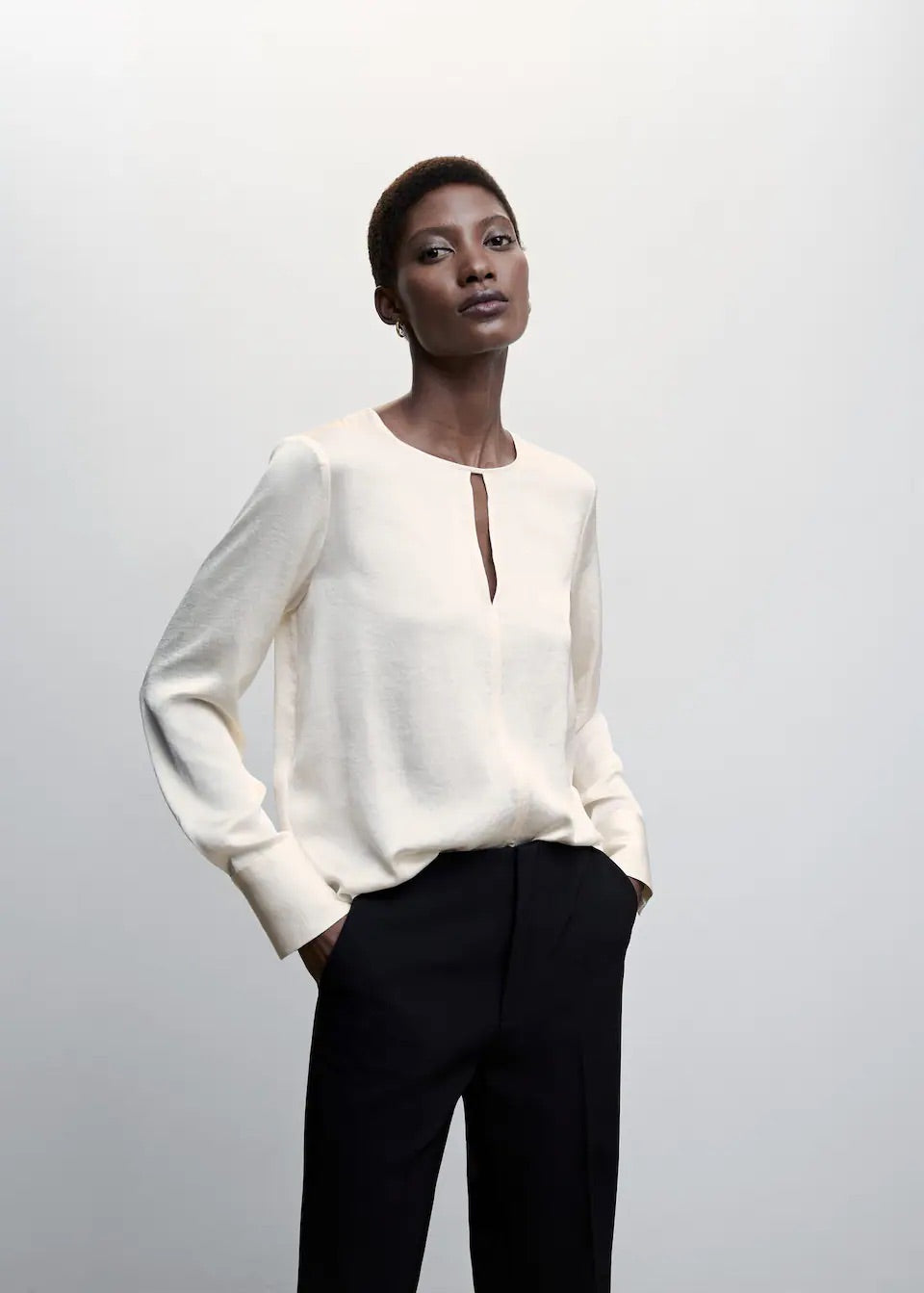 Satin blouse with slit