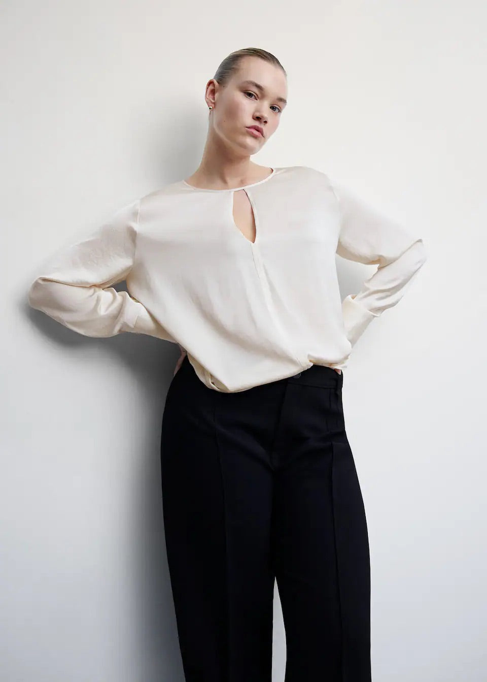 Satin blouse with slit