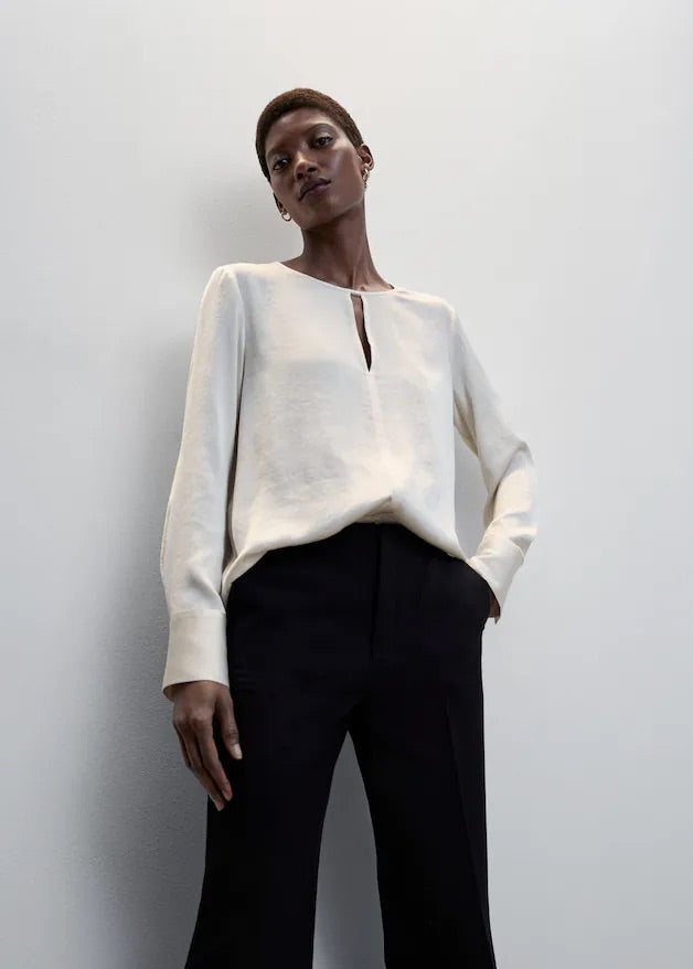 Satin blouse with slit